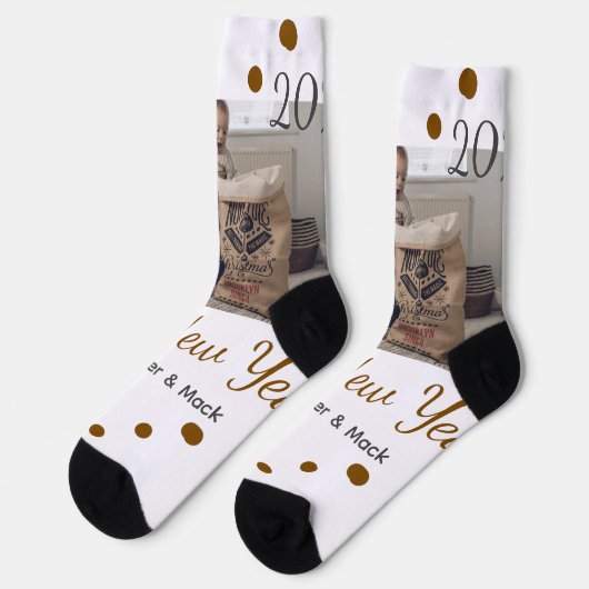 Chaussette Bonne année Père célibataire ajouter photo nom bru (Gauche)