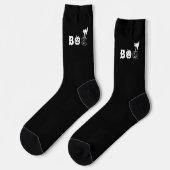 Chaussette Boo chat citrouille visage Jack-o'-lantern typogra (Gauche)