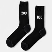 Chaussette Boo typographie éffrayante noir blanc fun Hallowee (Gauche)