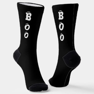 Chaussette Boo yeux drôle typographie noir Halloween