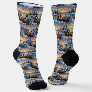 Chaussette Border Collie Noël Bateau Fêtes