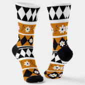 Chaussette Bordure Fleur Diamant Boho Motif Floral (Angulaire)