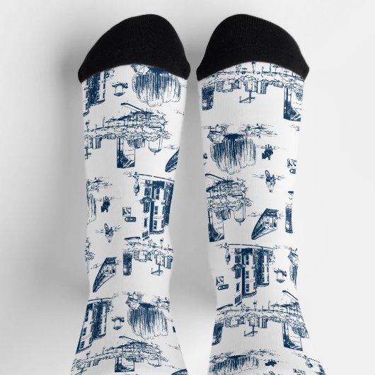 Chaussette Boston Toile Navy et White (Haut)