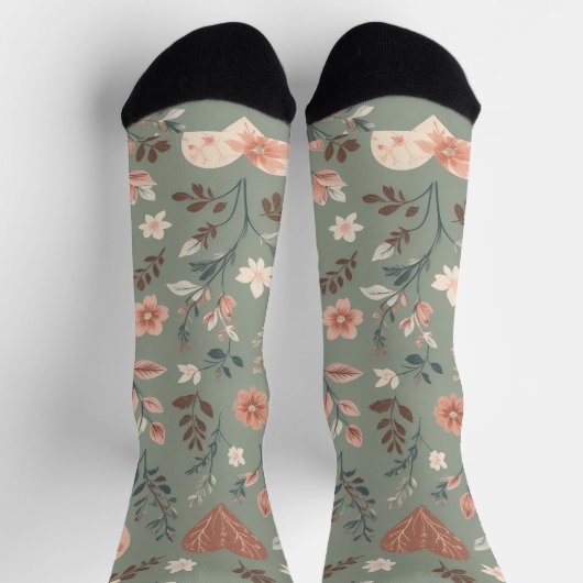 Chaussette Botanical Hearts Romantic Floral Seamless Pattern (Haut)