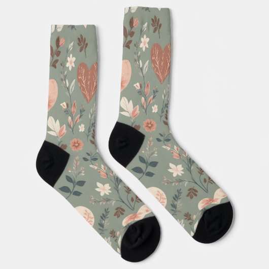 Chaussette Botanical Hearts Romantic Floral Seamless Pattern  (Droite)