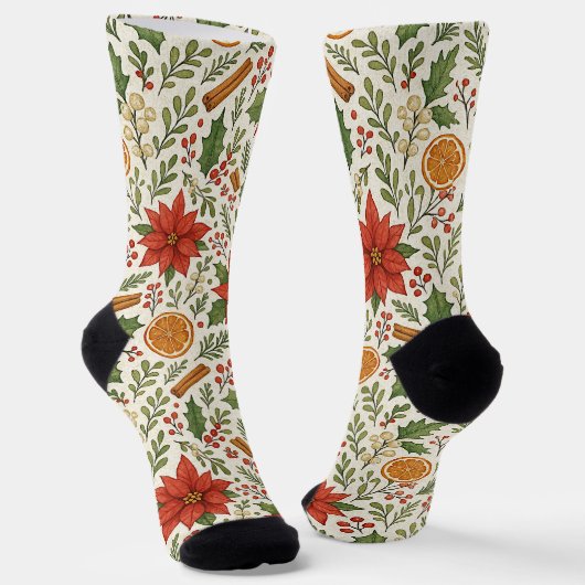 Chaussette Botanical Mistletoe Classic Floral Art Pattern (Angulaire)
