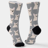 Chaussette Bouledogue Français Blanc rayé (Angulaire)