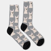 Chaussette Bouledogue Français Blanc rayé (Droite)
