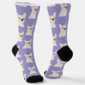 Chaussette Bouledogue français blanc rayé (Angulaire)