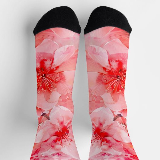 Chaussette Boules de fleurs de cerisier d'aquarelle (Haut)