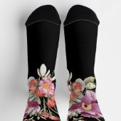 Chaussette Bouquet de fleurs Mariages roses sur noir (Haut)