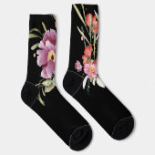 Chaussette Bouquet de fleurs Mariages roses sur noir (Droite)