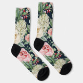 Chaussette Bouquet de fleurs Mariages roses sur noir (Droite)
