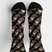 Chaussette Bouquet de fleurs violettes sur le noir (Haut)