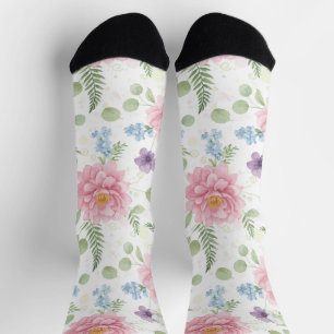 Chaussette Bouquet de jardin aquarelle enchanté