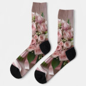 Chaussette Bouquet de Mariage rose doux, (Gauche)