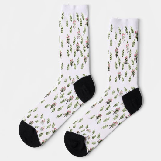 Chaussette Bouquet Rose Répété (Gauche)