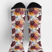 Chaussette Bourgogne Orange Rustique Automne Mariage Floral (Haut)