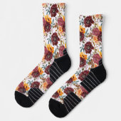 Chaussette Bourgogne Orange Rustique Automne Mariage Floral (Gauche)