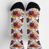 Chaussette Bourgogne Orange Rustique Automne Mariage Floral (Haut)