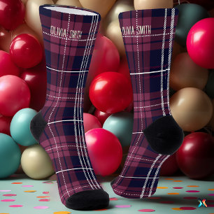 Chaussette Bourgogne personnalisée et Tartan de la marine sur