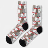 Chaussette Bours blancs de Noël mignons Motif illustré (Gauche)