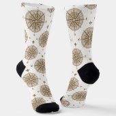 Chaussette Boussole marron et texte (Angulaire)