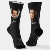 Chaussette Bride and Groom Picture Name Dark Photo Socks (Angulaire)