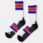 Chaussette Bright Rouge Blanc & Bleu Gratté Design (Gauche)