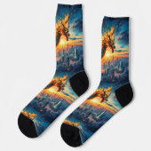 Chaussette Bright Socks RANDOPIX Green Fire Dragon 0039513 (Gauche)