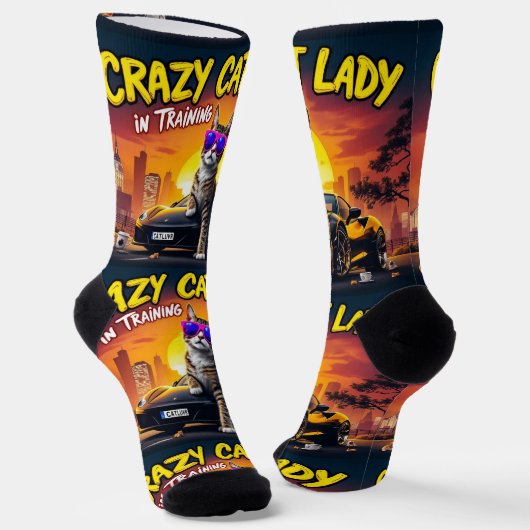 Chaussette Bright Socks UNISEX Crazy Cat Lady 0040757 (Angulaire)
