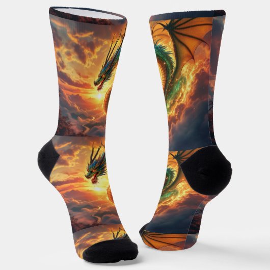 Chaussette Bright Socks UNISEX Emerald Green Dragon 0040753 (Angulaire)