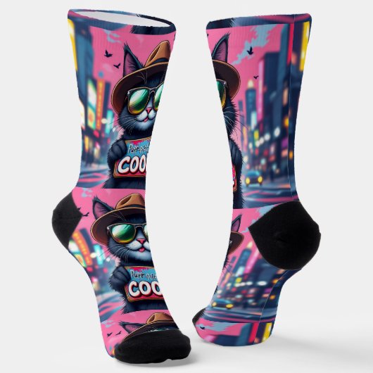 Chaussette Bright Socks UNISEX Purr-fectly Cool Cat 0040755 (Angulaire)