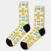 Chaussette Bright Turquoise et Jaune formes peintes (Gauche)