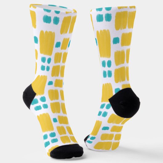 Chaussette Bright Turquoise et Jaune formes peintes (Angulaire)