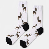Chaussette Brindle Boston Terrier Cartoon Motif (Gauche)