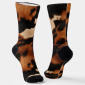 Chaussette Brown Black Cream Faux Cow Print (Angulaire)