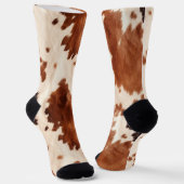 Chaussette Brown Cream Faux Cow Print (Angulaire)