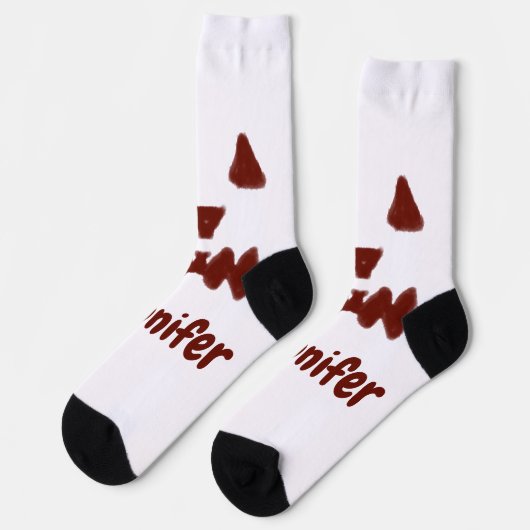 Chaussette Brown Halloween effrayant visage chute ajouter nom (Gauche)