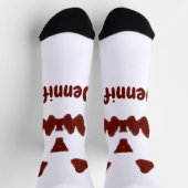 Chaussette Brown Halloween effrayant visage chute ajouter nom (Haut)