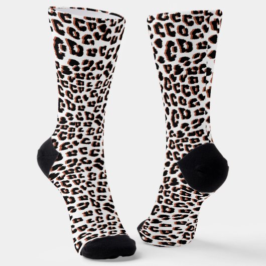 Chaussette Brown noir et Empreinte de léopard blanc (Angulaire)