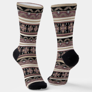 Chaussette Brown noir mexicaine bandes ornementales