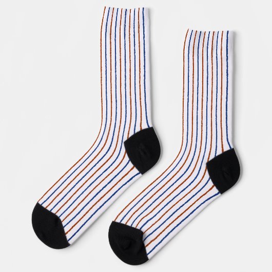 Chaussette Brun et rayures bleu marine (Gauche)