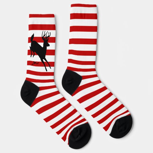Chaussette Buck de cerfs en bande rouge et blanche (Droite)