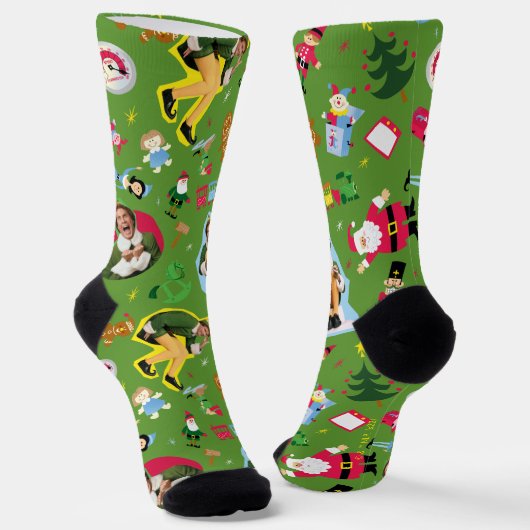 Chaussette Buddy l'elfe et les icônes de Noël Chaussettes Mot (Angulaire)