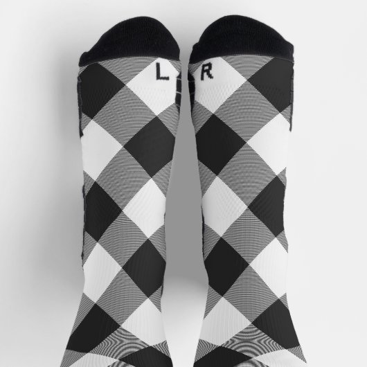 Chaussette Buffalo Check White and Black Squares Plaid (Haut)