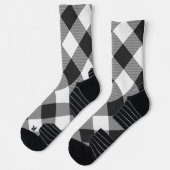 Chaussette Buffalo Check White and Black Squares Plaid (Gauche)