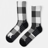 Chaussette Buffalo Check White and Black Squares Plaid (Gauche)