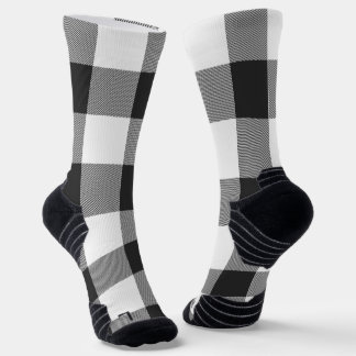 Chaussette Buffalo Check White and Black Squares Plaid