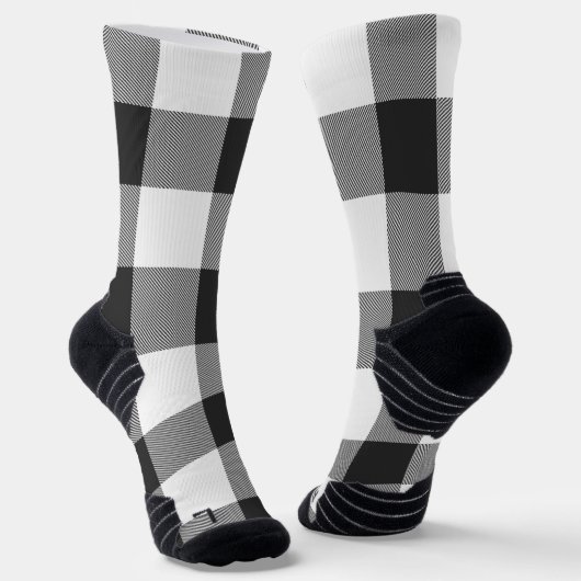 Chaussette Buffalo Check White and Black Squares Plaid (Angulaire)